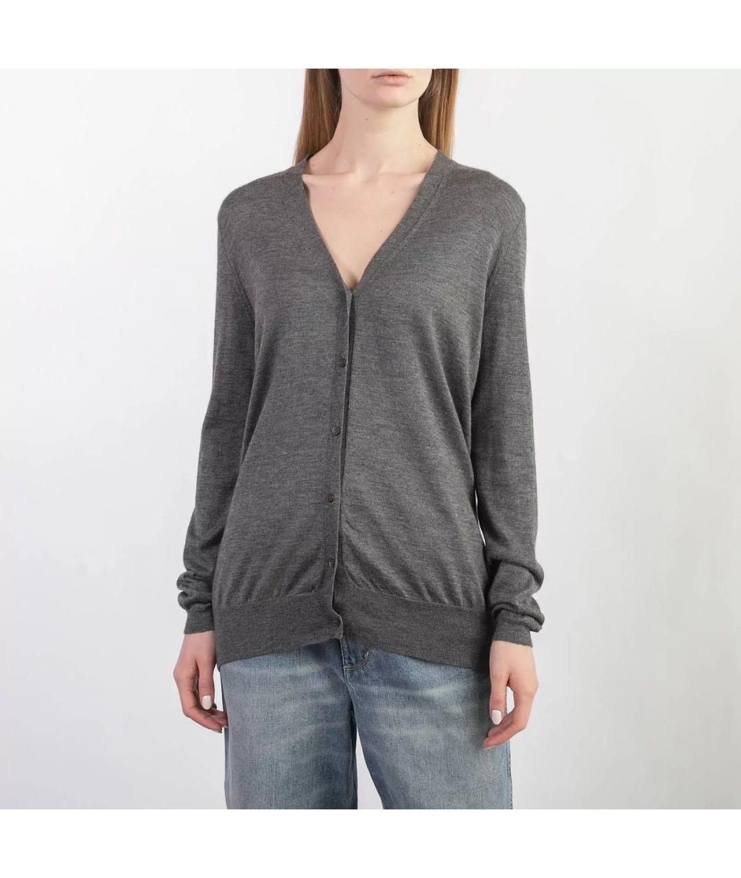 MIU MIU Серый кашемировый кардиган, фото 3