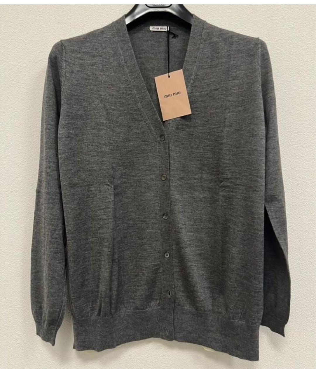 MIU MIU Серый кашемировый кардиган, фото 7