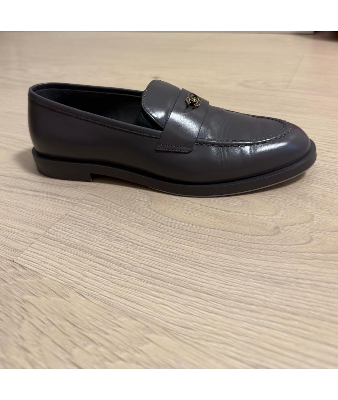 CHANEL Серые кожаные лоферы, фото 4