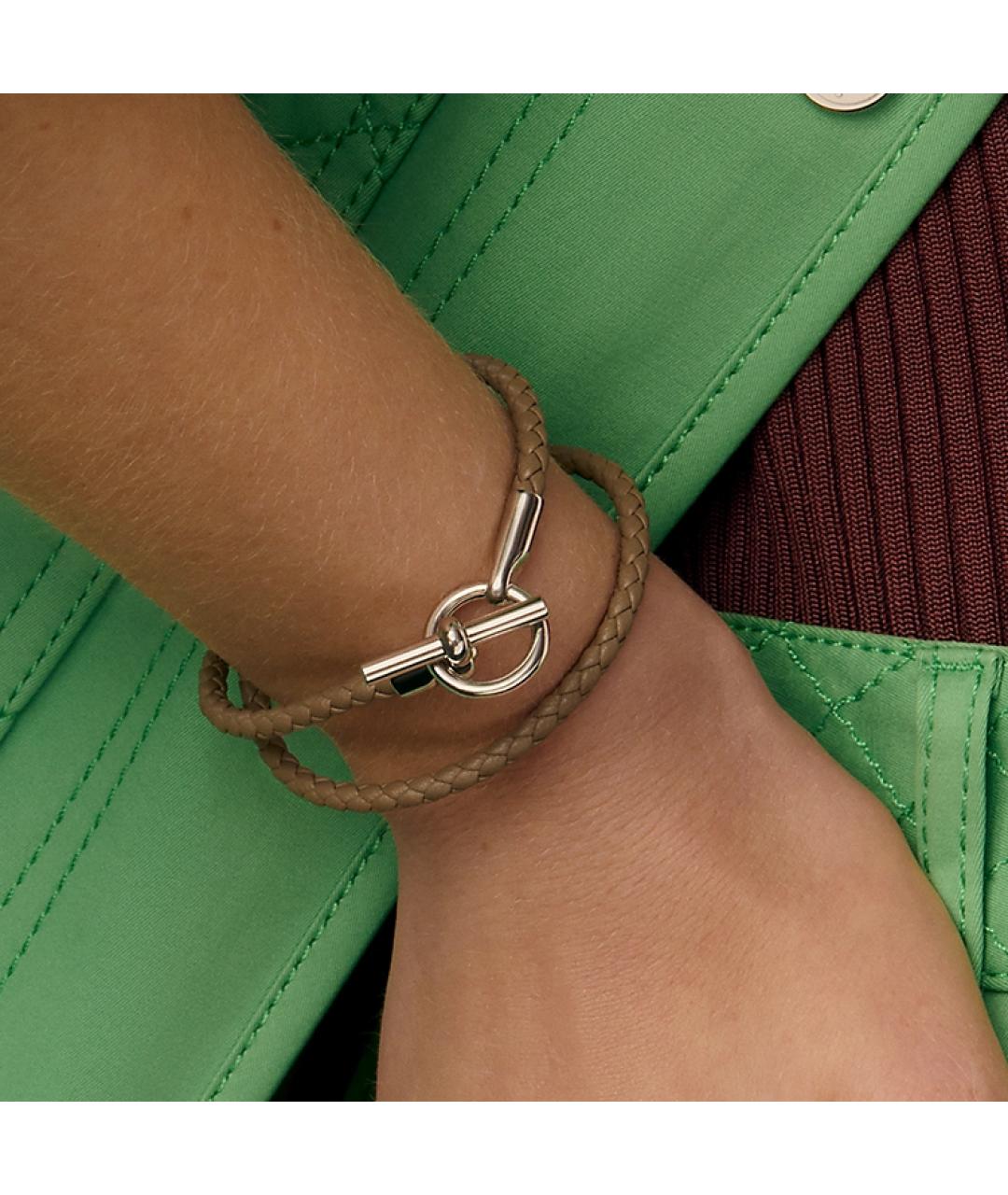 HERMES Серый кожаный браслет, фото 3