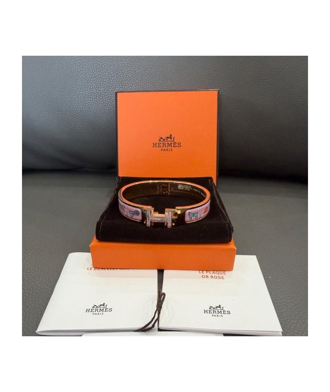 HERMES Розовый металлический браслет, фото 2