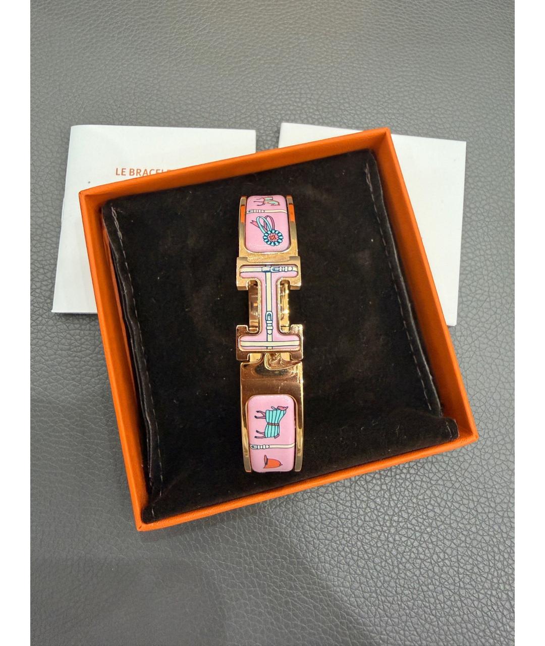 HERMES Розовый металлический браслет, фото 4