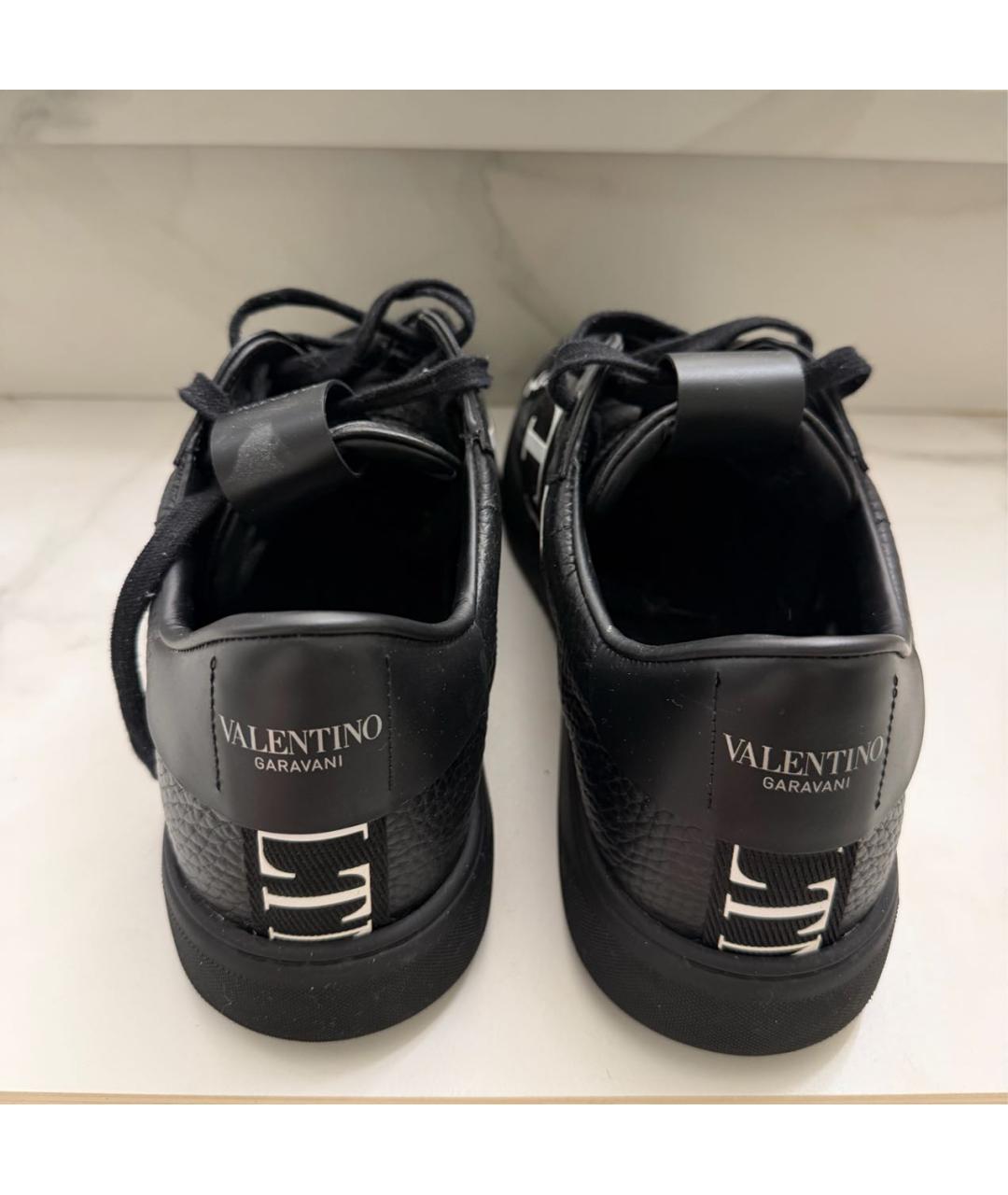 VALENTINO Черные кожаные низкие кроссовки / кеды, фото 4