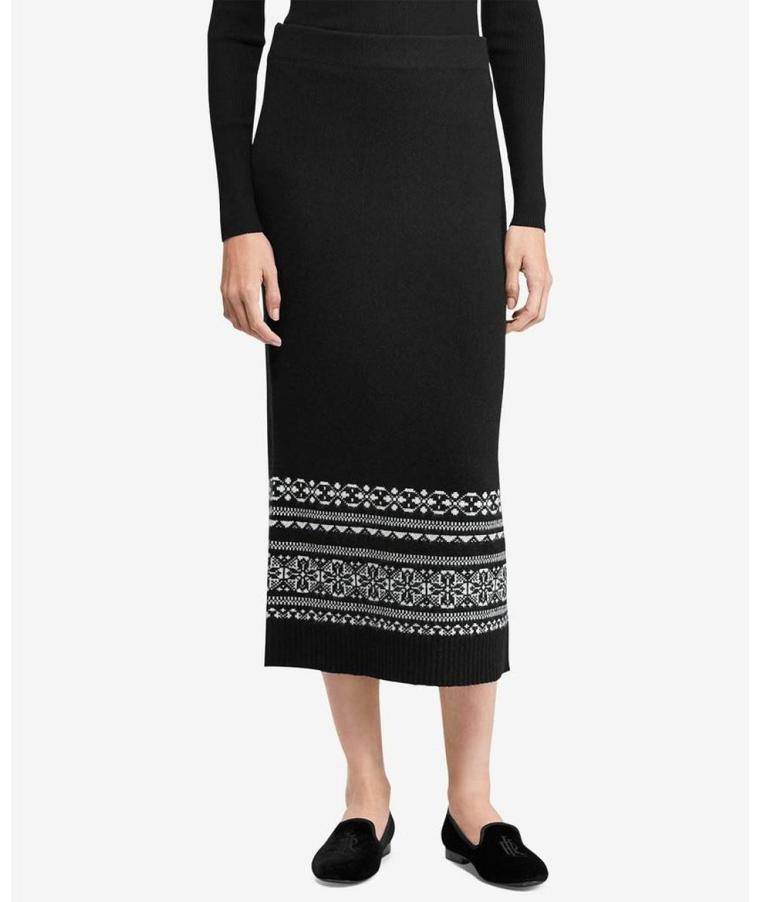 RALPH LAUREN Черная шерстяная юбка миди, фото 7