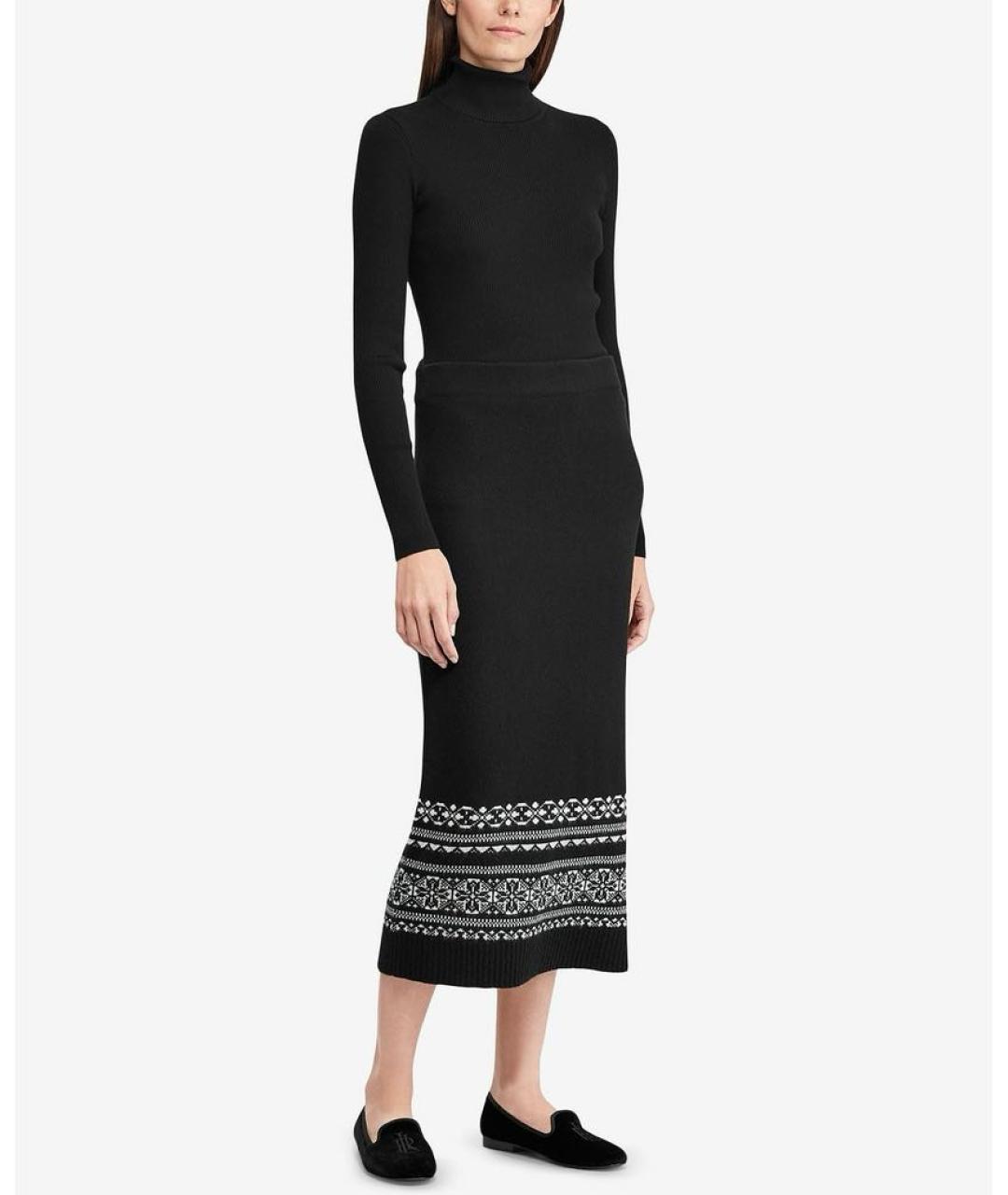 RALPH LAUREN Черная шерстяная юбка миди, фото 3