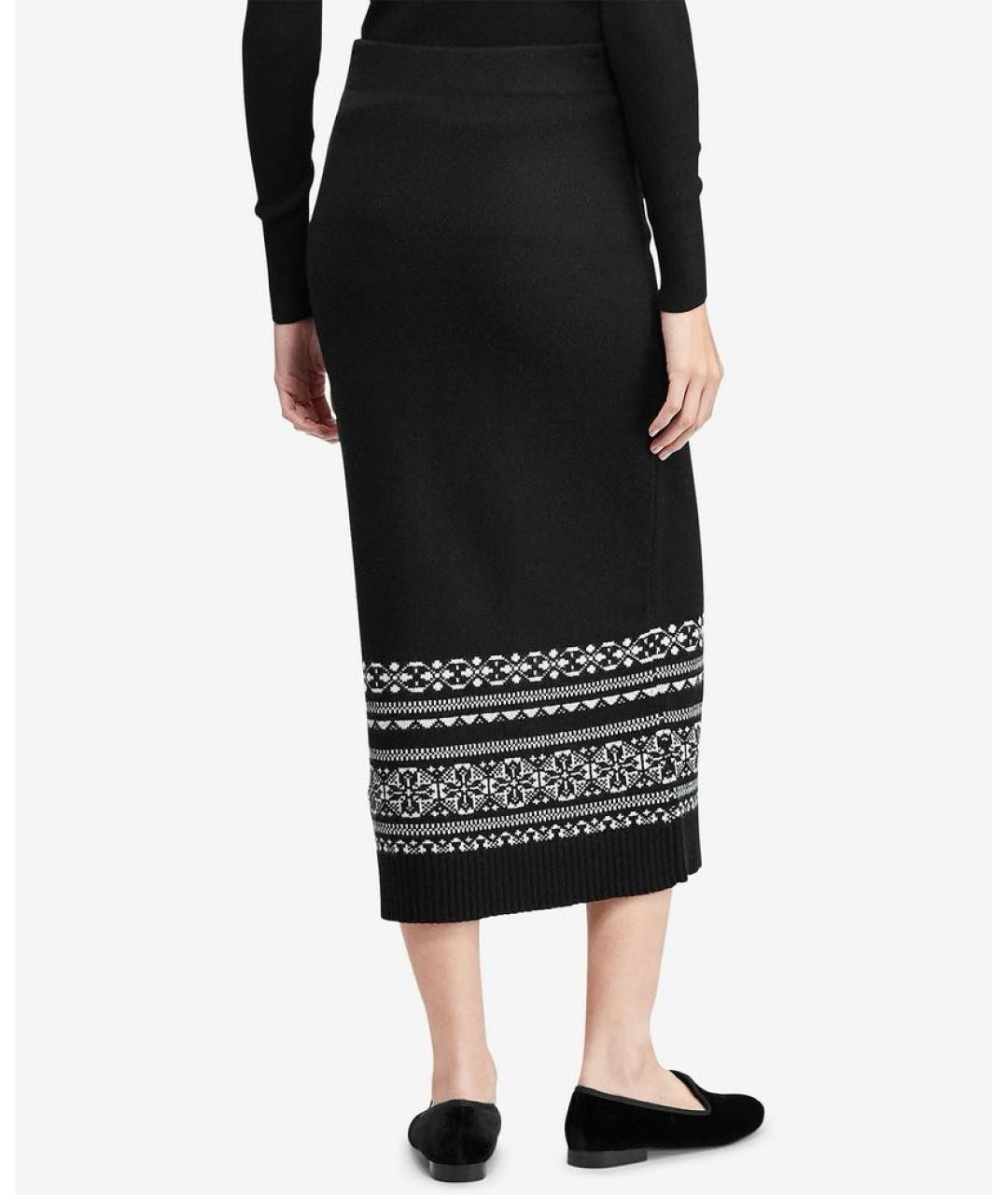 RALPH LAUREN Черная шерстяная юбка миди, фото 2