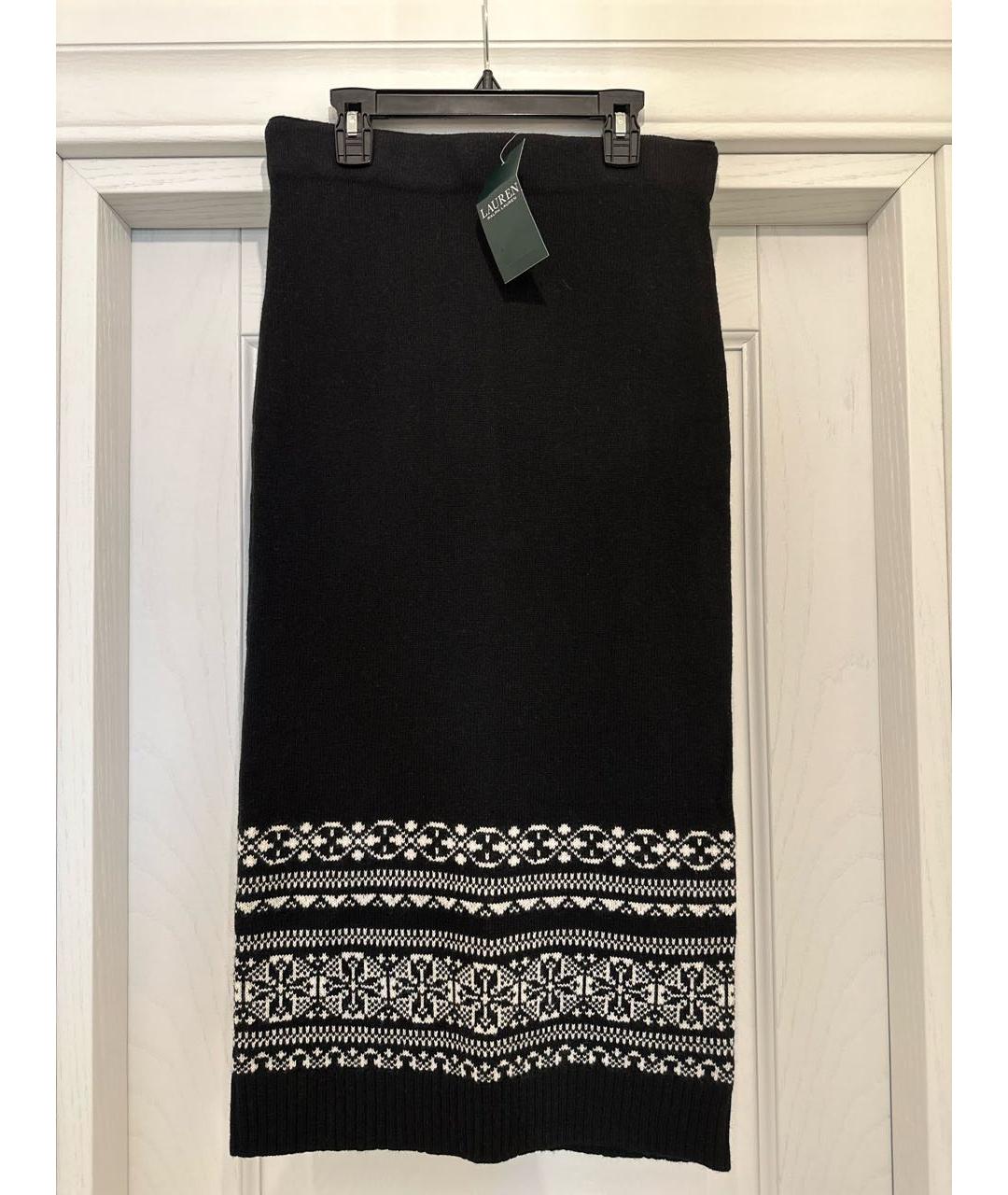 RALPH LAUREN Черная шерстяная юбка миди, фото 4