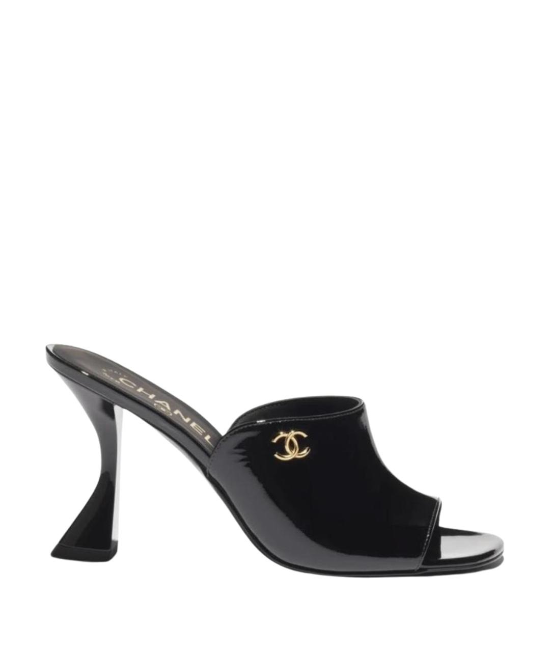 CHANEL Черные мюли из лакированной кожи, фото 1