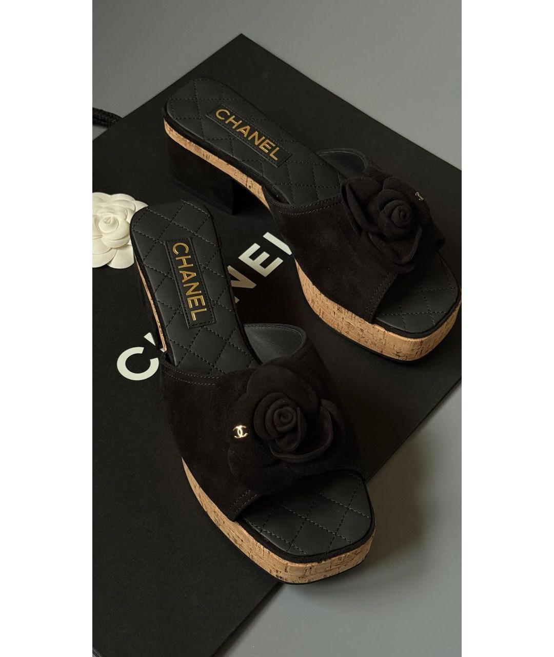 CHANEL Черные замшевые мюли, фото 2