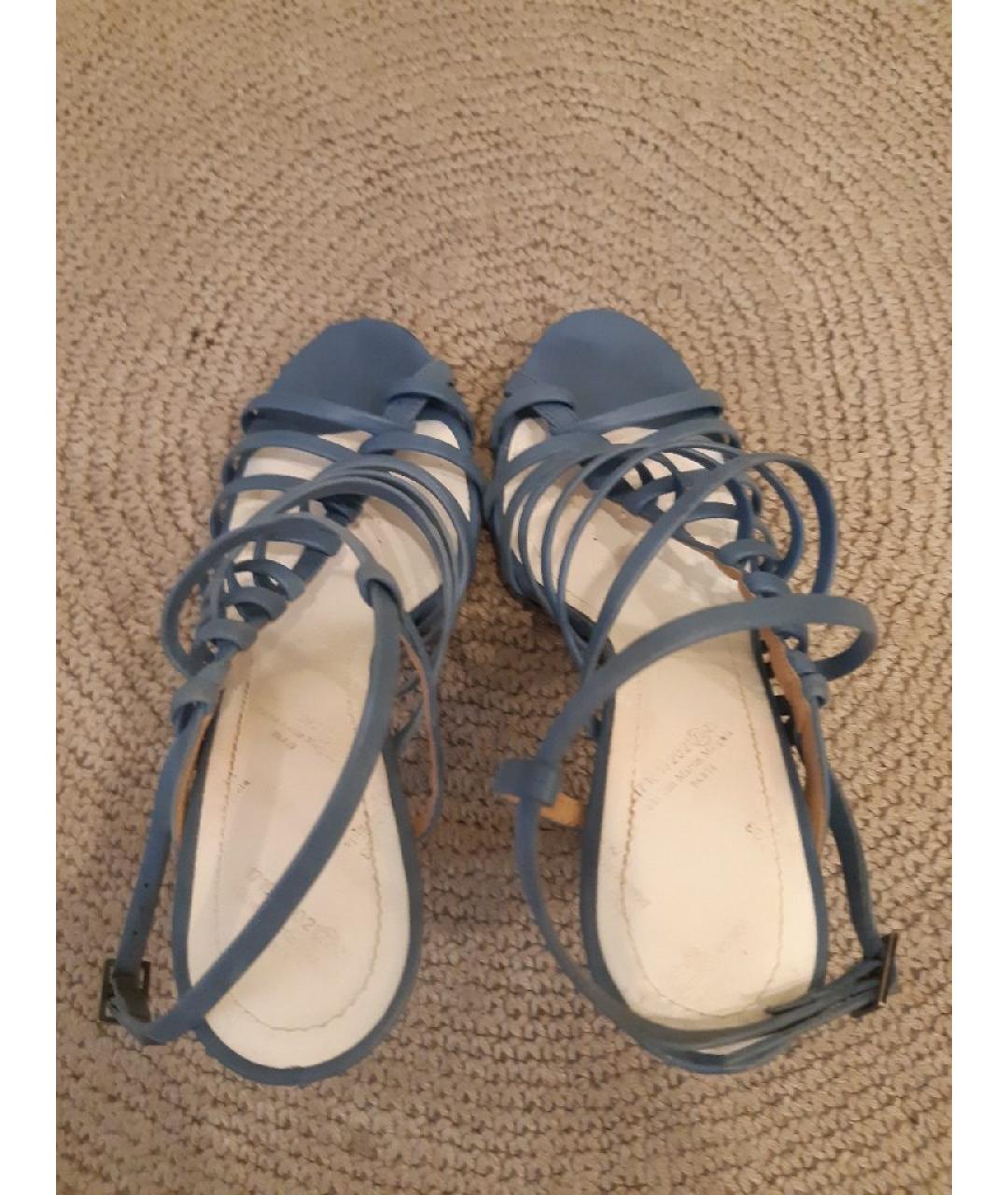 MAISON MARGIELA Голубые кожаные босоножки, фото 3
