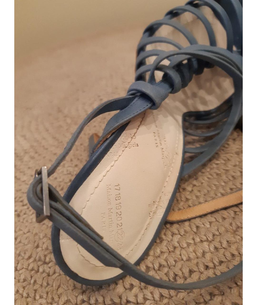 MAISON MARGIELA Голубые кожаные босоножки, фото 9