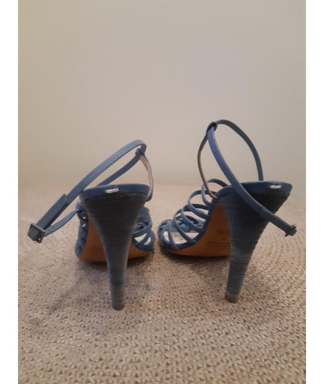 MAISON MARGIELA Голубые кожаные босоножки, фото 4