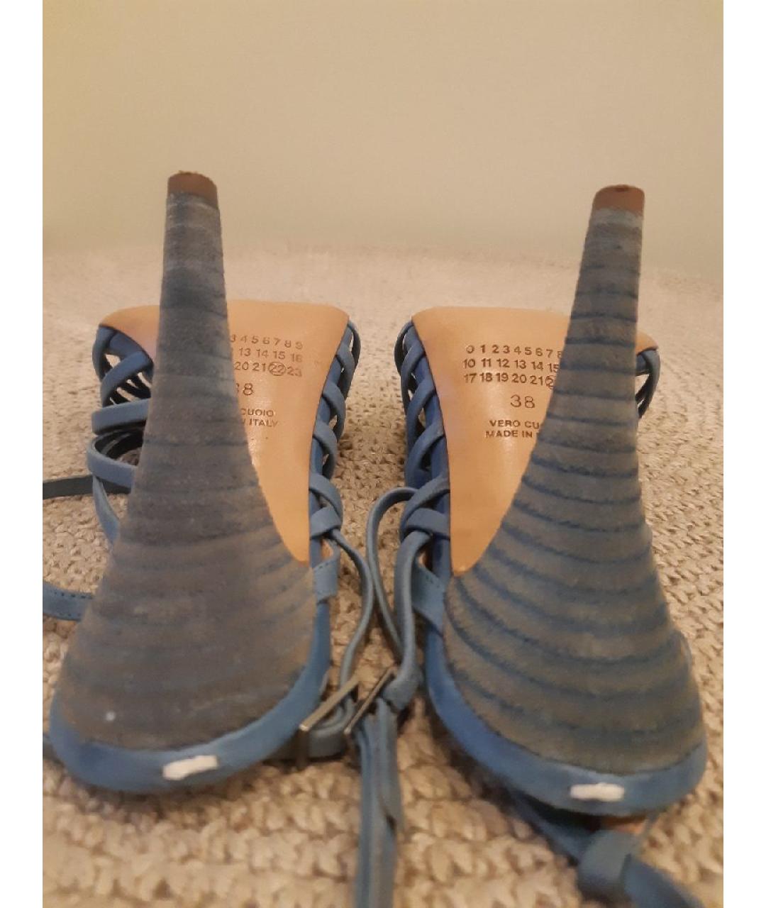 MAISON MARGIELA Голубые кожаные босоножки, фото 7