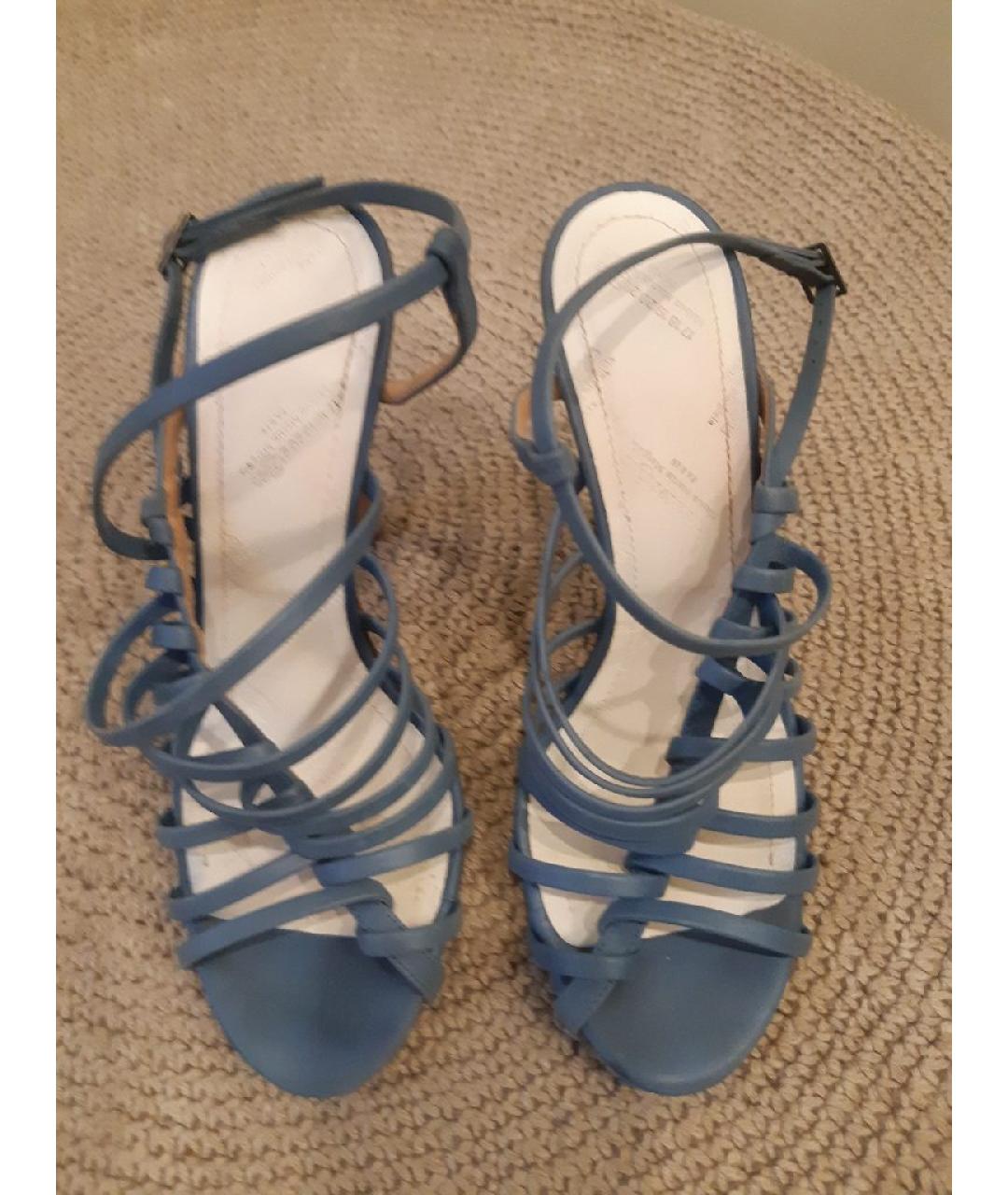 MAISON MARGIELA Голубые кожаные босоножки, фото 2