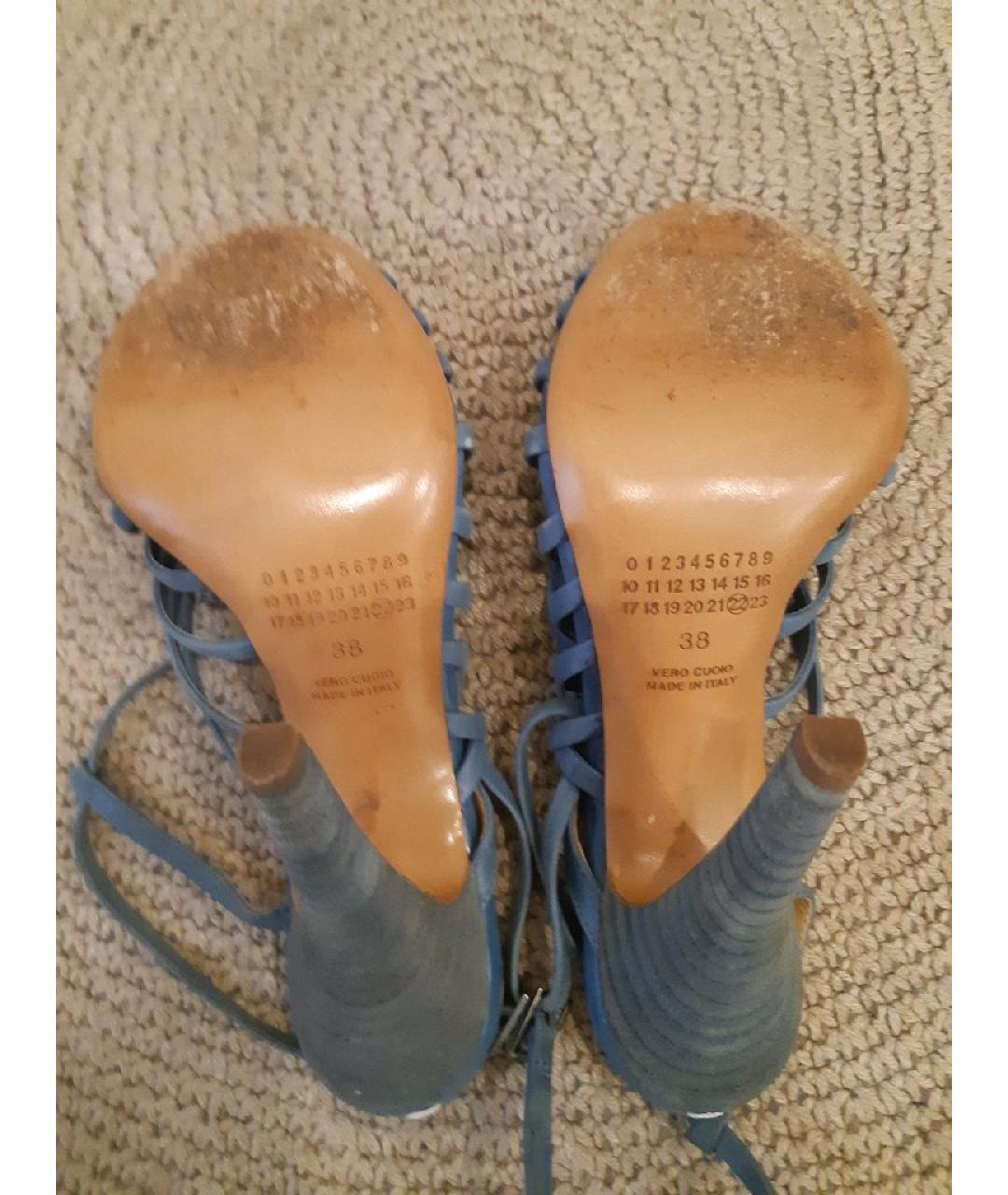 MAISON MARGIELA Голубые кожаные босоножки, фото 8