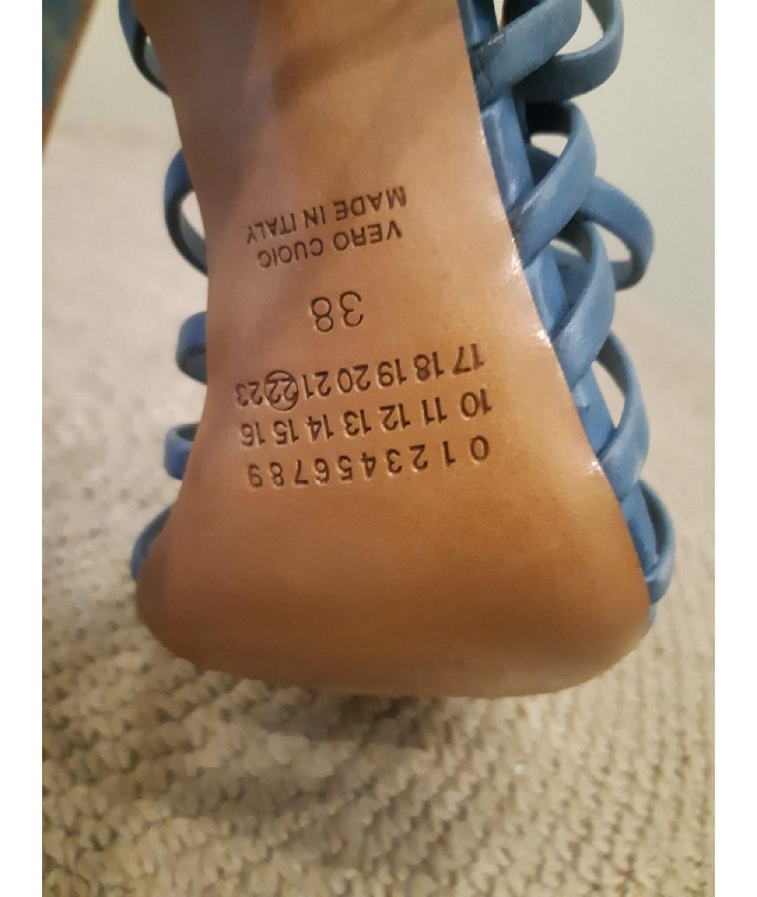 MAISON MARGIELA Голубые кожаные босоножки, фото 6