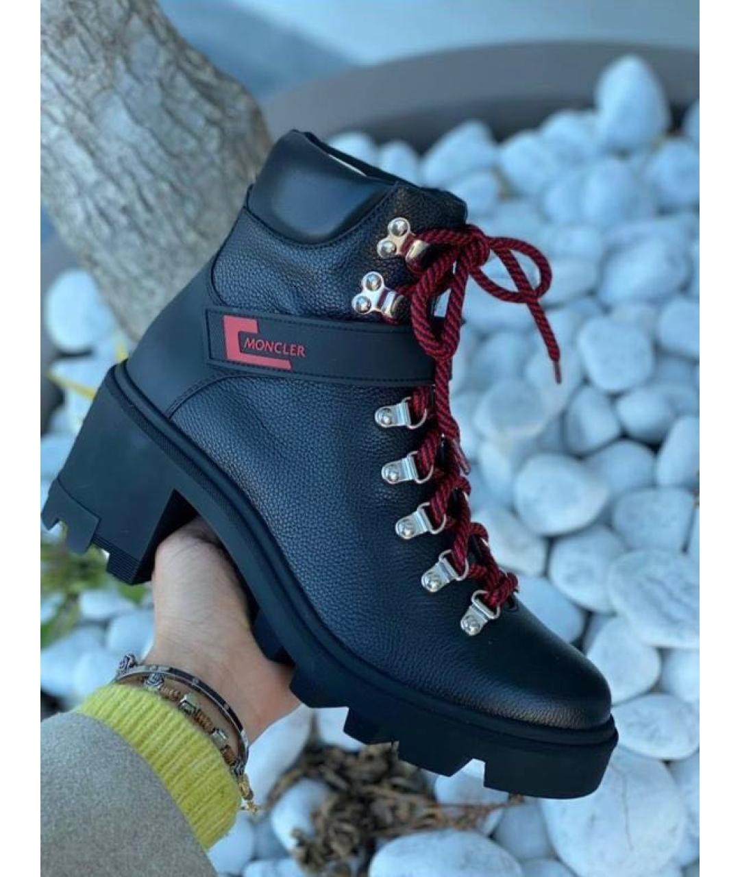 MONCLER Черные кожаные ботинки, фото 3