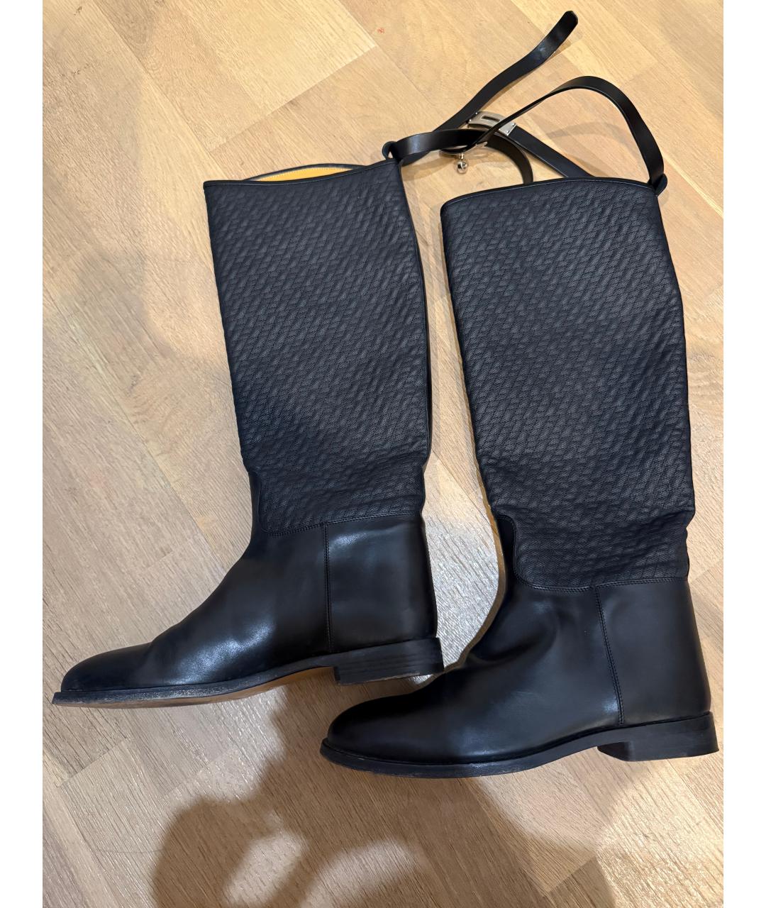 HERMES Черные кожаные сапоги, фото 6