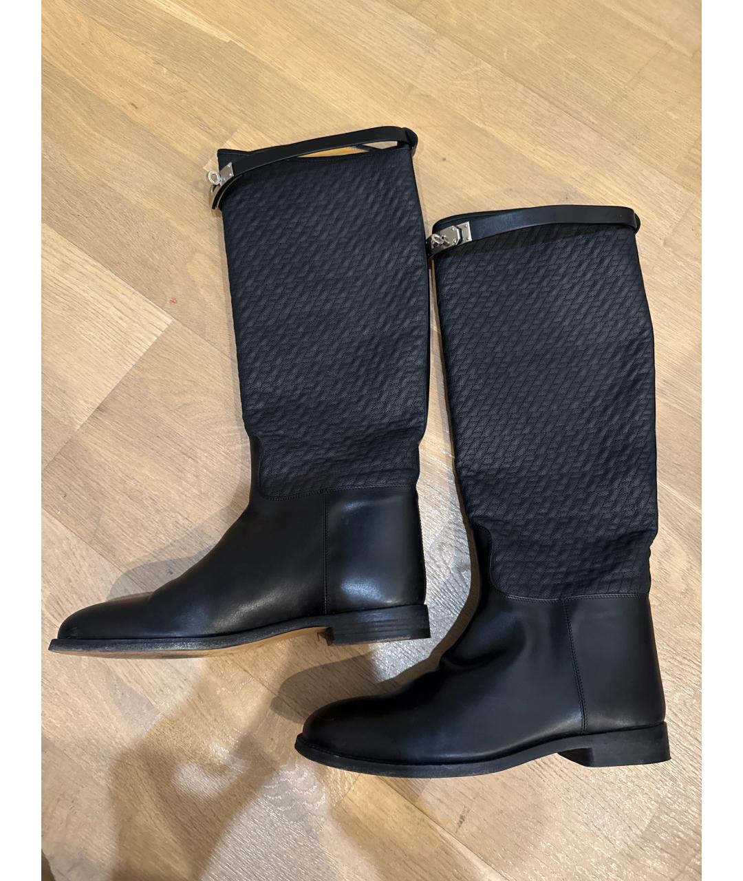 HERMES Черные кожаные сапоги, фото 2