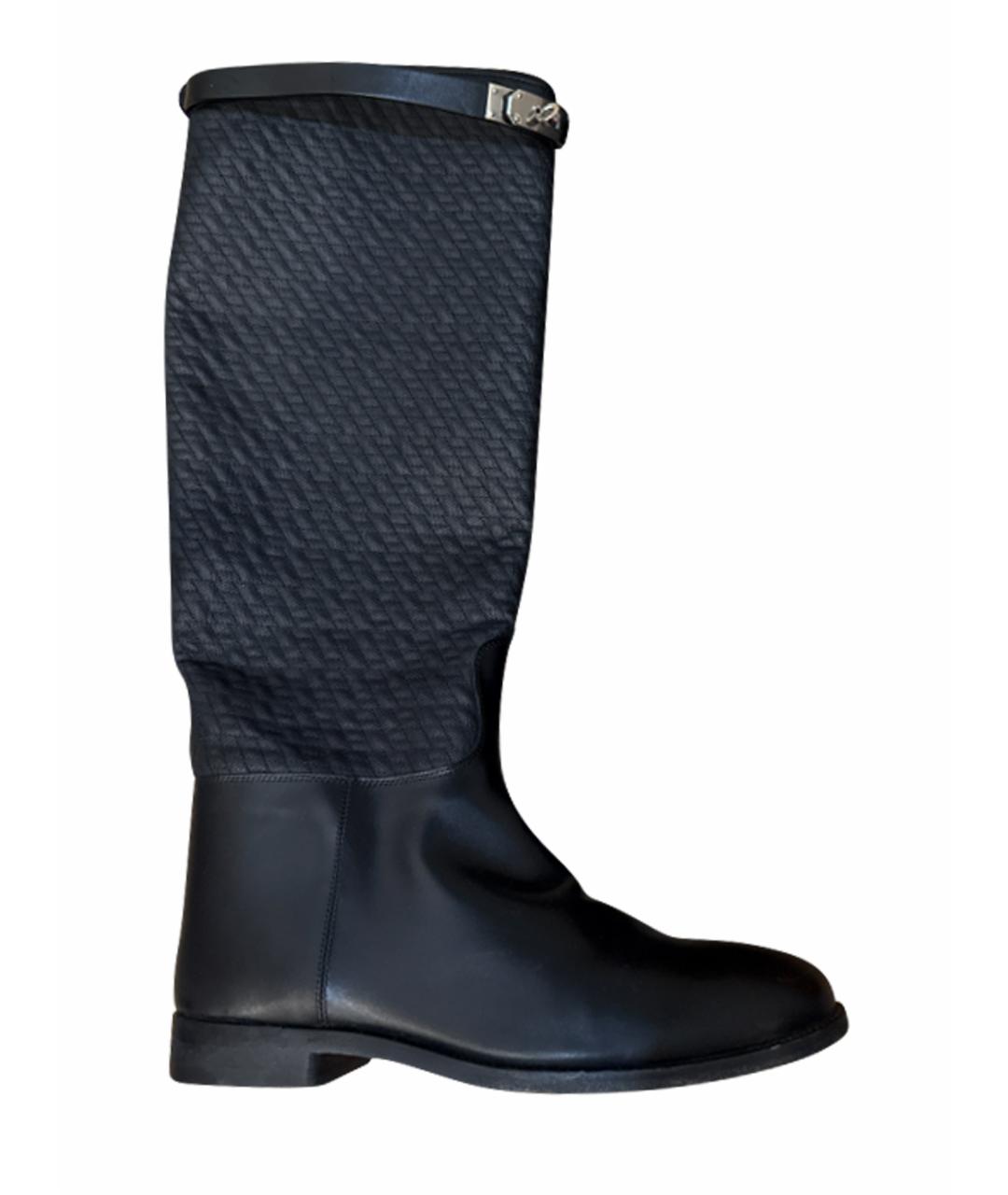 HERMES Черные кожаные сапоги, фото 1