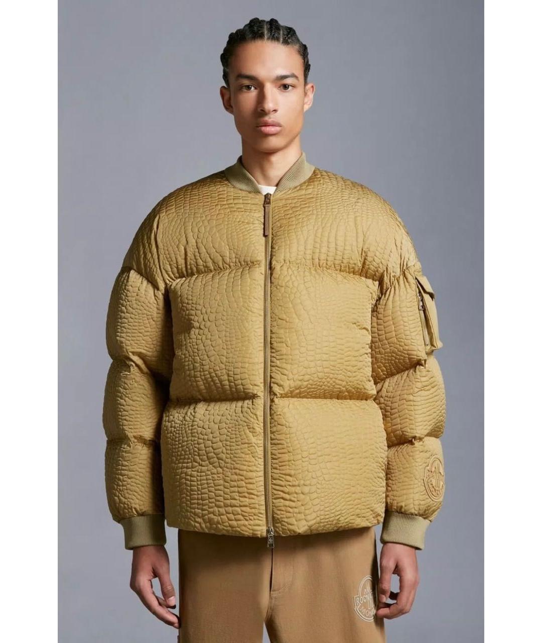 MONCLER Коричневый полиамидовый пуховик, фото 4