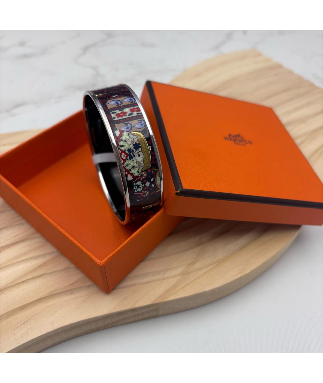 HERMES Бордовый металлический браслет, фото 4