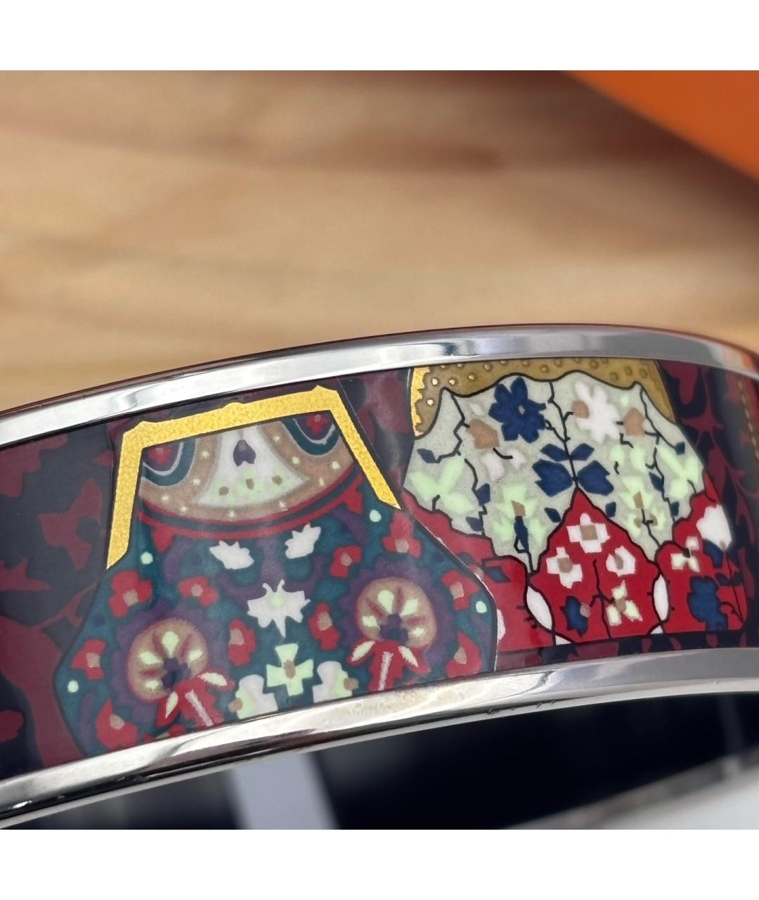 HERMES Бордовый металлический браслет, фото 5