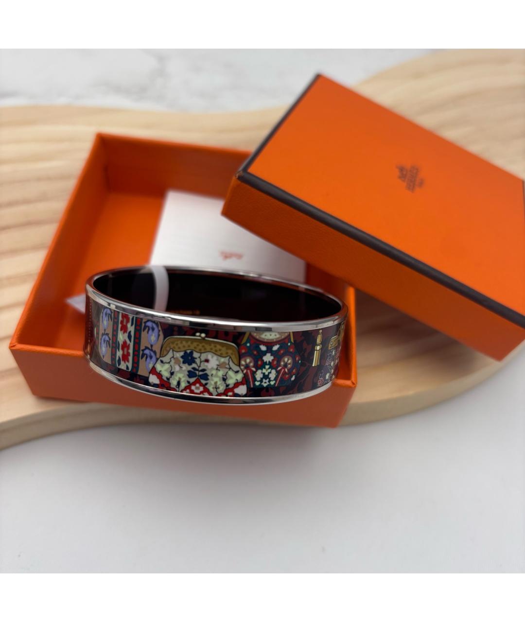 HERMES Бордовый металлический браслет, фото 2