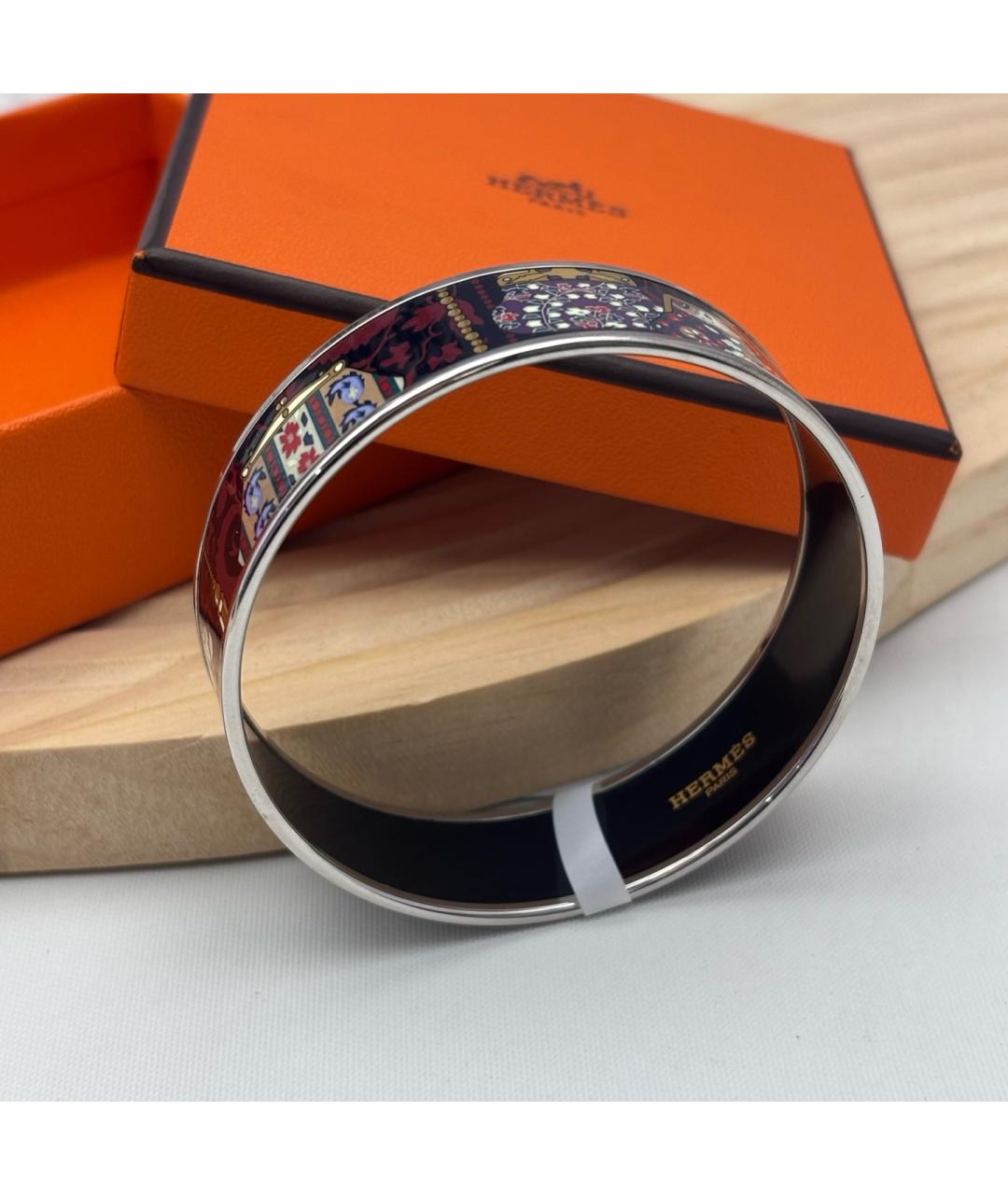 HERMES Бордовый металлический браслет, фото 3