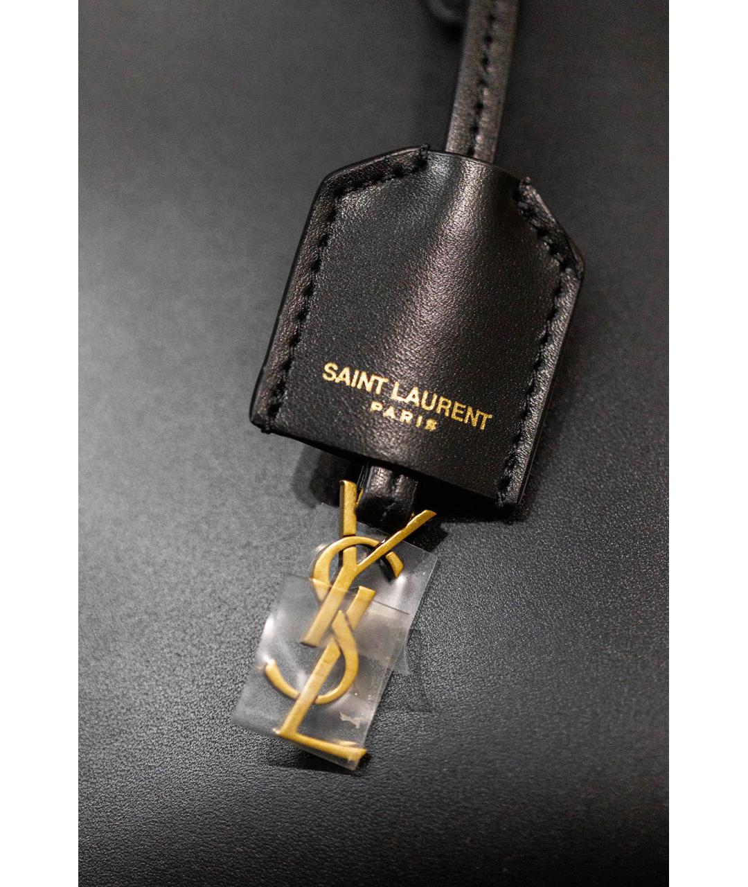 SAINT LAURENT Черная кожаная сумка с короткими ручками, фото 7