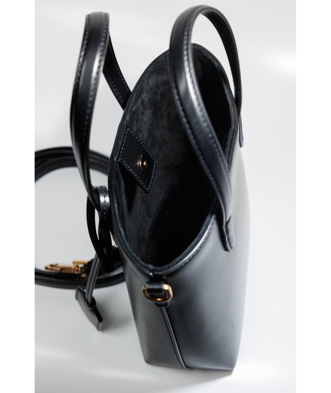 SAINT LAURENT Черная кожаная сумка с короткими ручками, фото 4