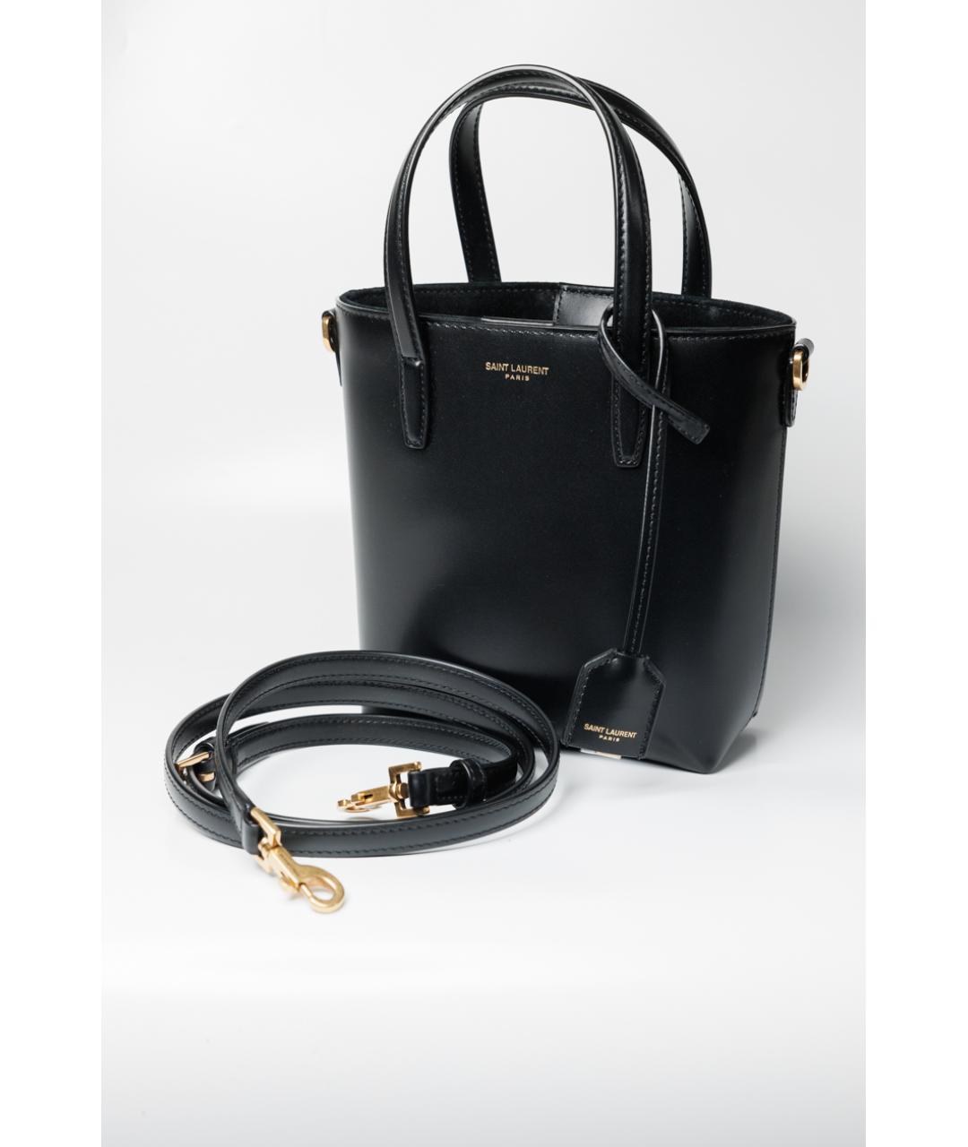 SAINT LAURENT Черная кожаная сумка с короткими ручками, фото 5