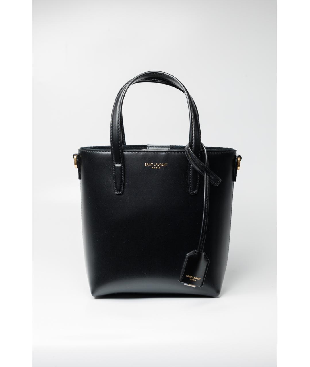 SAINT LAURENT Черная кожаная сумка с короткими ручками, фото 10