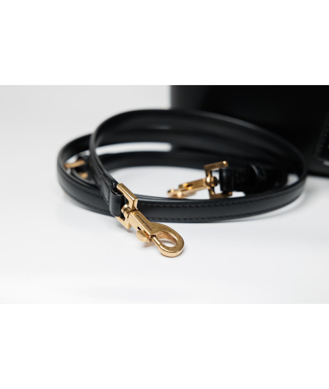 SAINT LAURENT Черная кожаная сумка с короткими ручками, фото 6