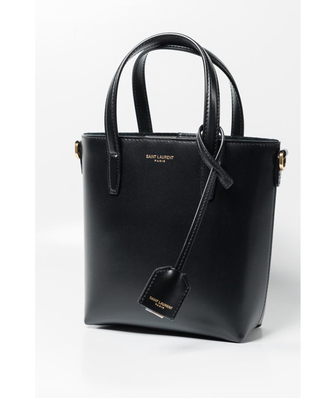 SAINT LAURENT Черная кожаная сумка с короткими ручками, фото 2