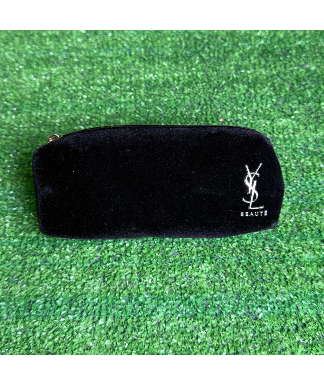 SAINT LAURENT Черная бархатная косметичка, фото 5