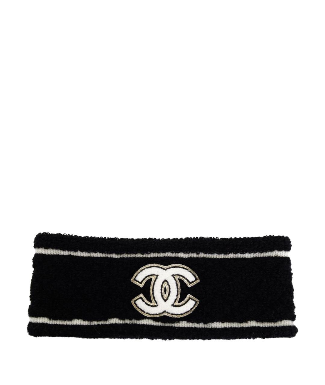 CHANEL Черная кашемировая повязка на голову, фото 1