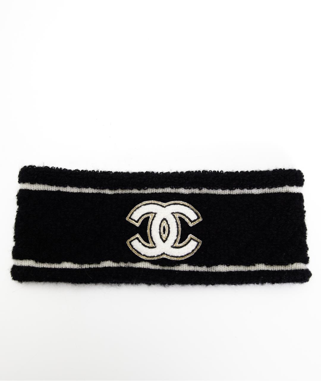 CHANEL Черная кашемировая повязка на голову, фото 5