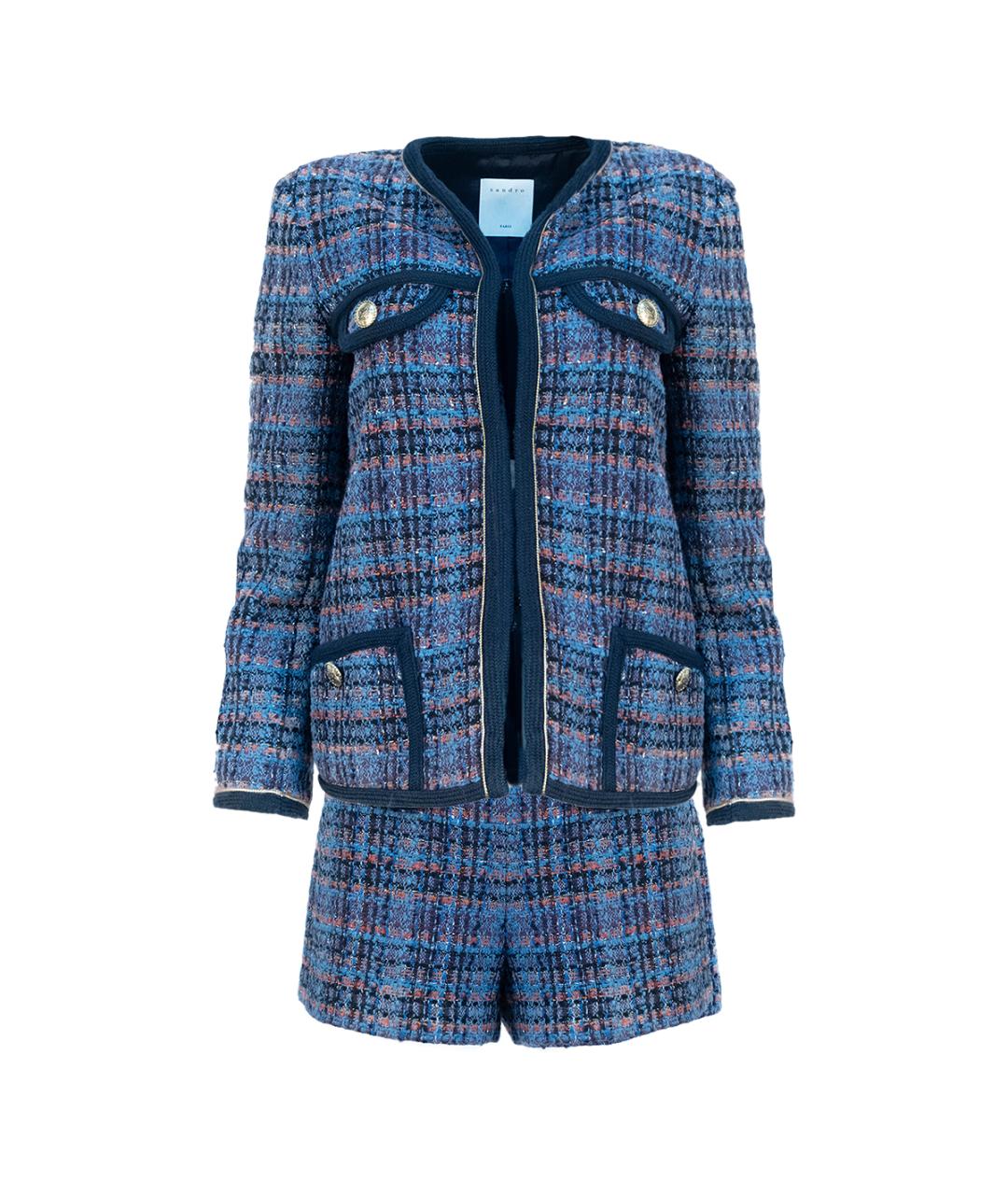 SANDRO Синий твидовый костюм с юбками, фото 10
