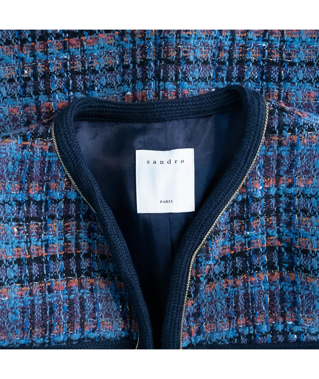 SANDRO Синий твидовый костюм с юбками, фото 6