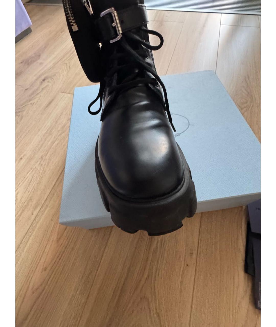 PRADA Черные кожаные ботинки, фото 3