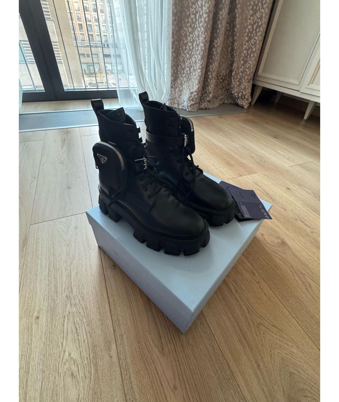 PRADA Черные кожаные ботинки, фото 4