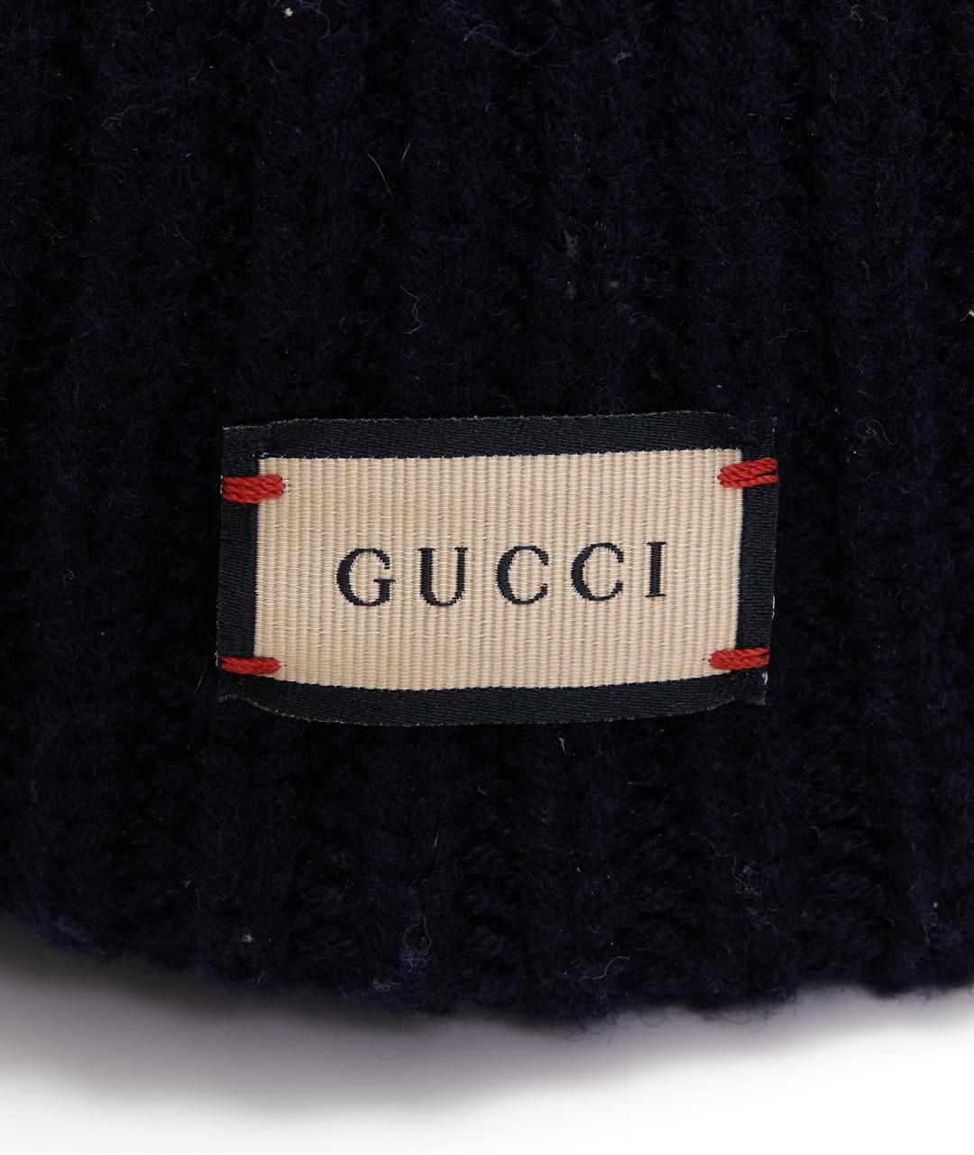 GUCCI Темно-синяя шерстяная шапка, фото 2