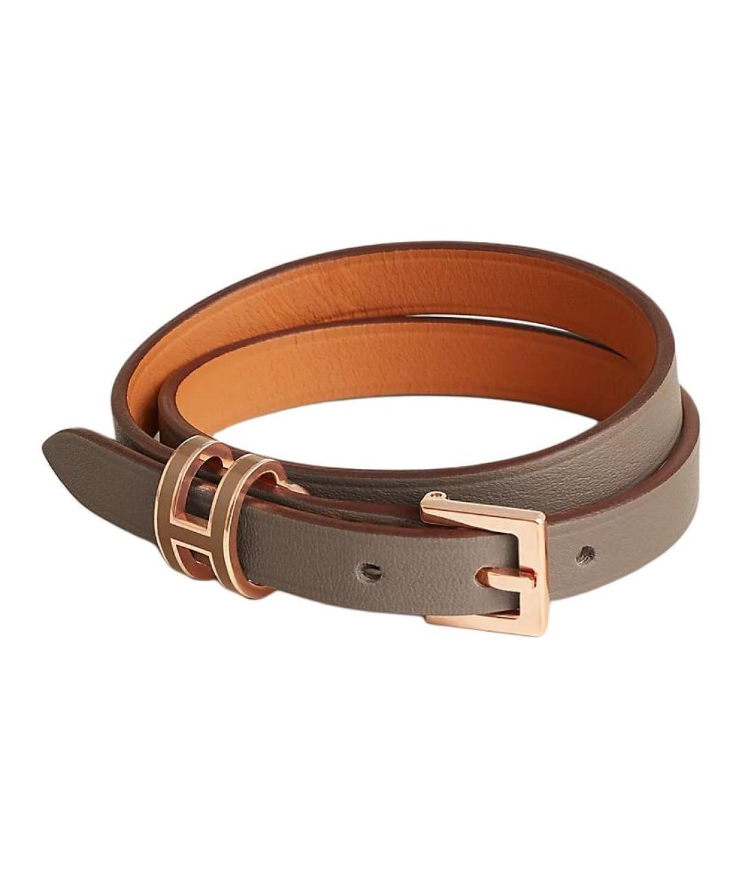 HERMES Коричневый кожаный браслет, фото 1