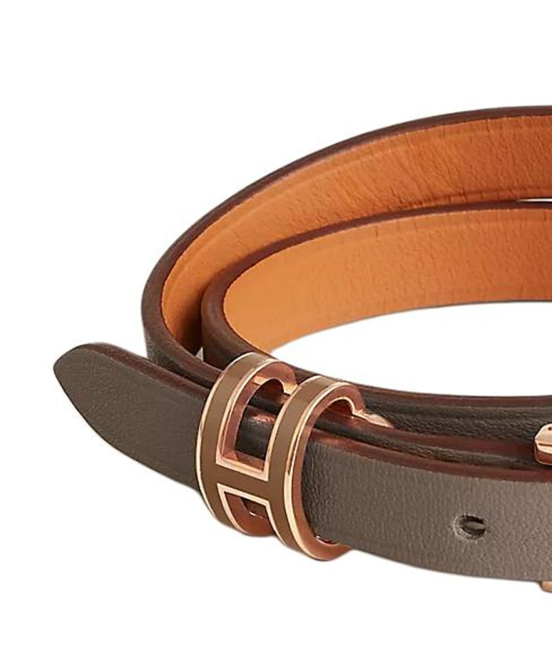 HERMES Коричневый кожаный браслет, фото 3