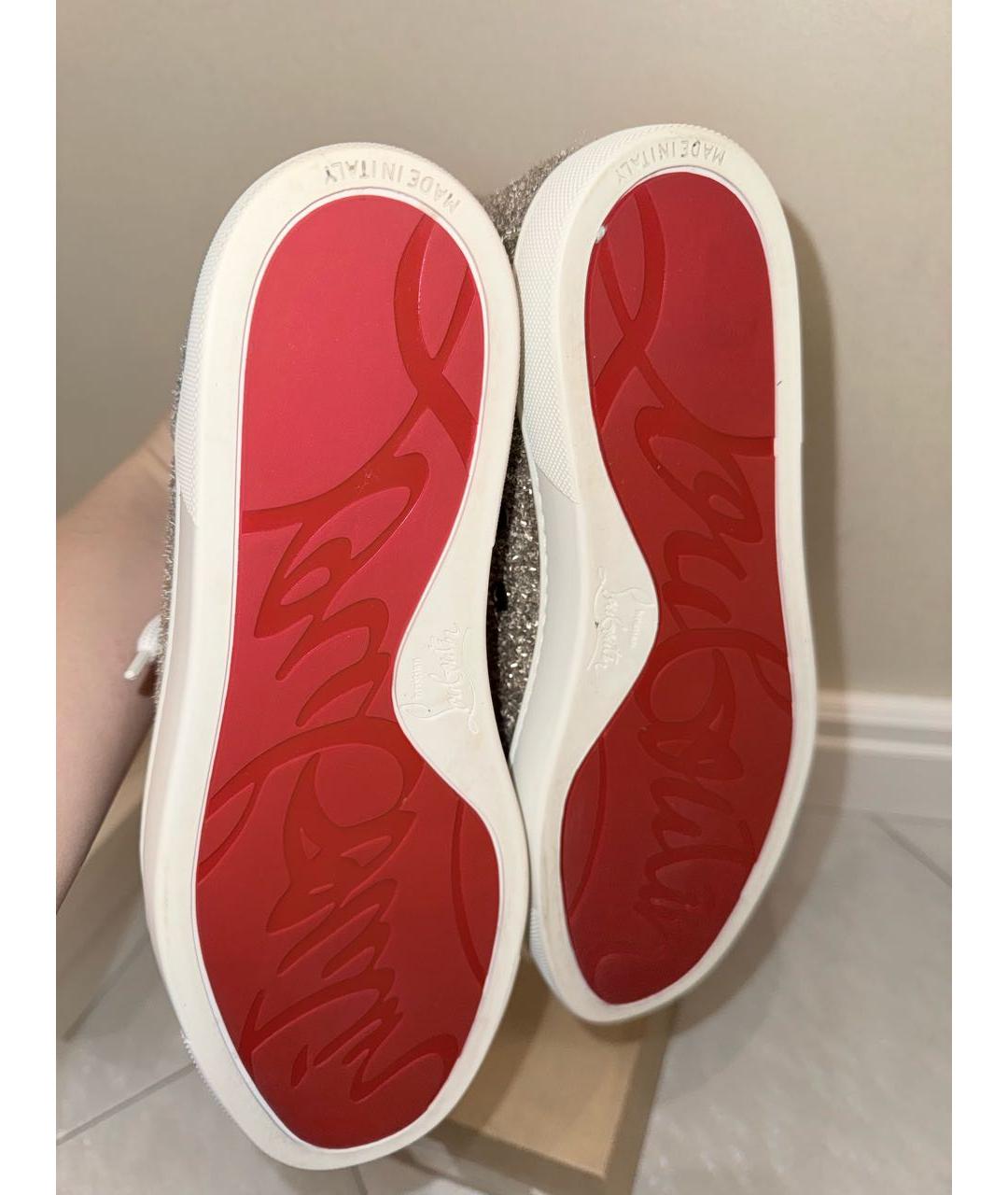 CHRISTIAN LOUBOUTIN Золотые текстильные кеды, фото 7