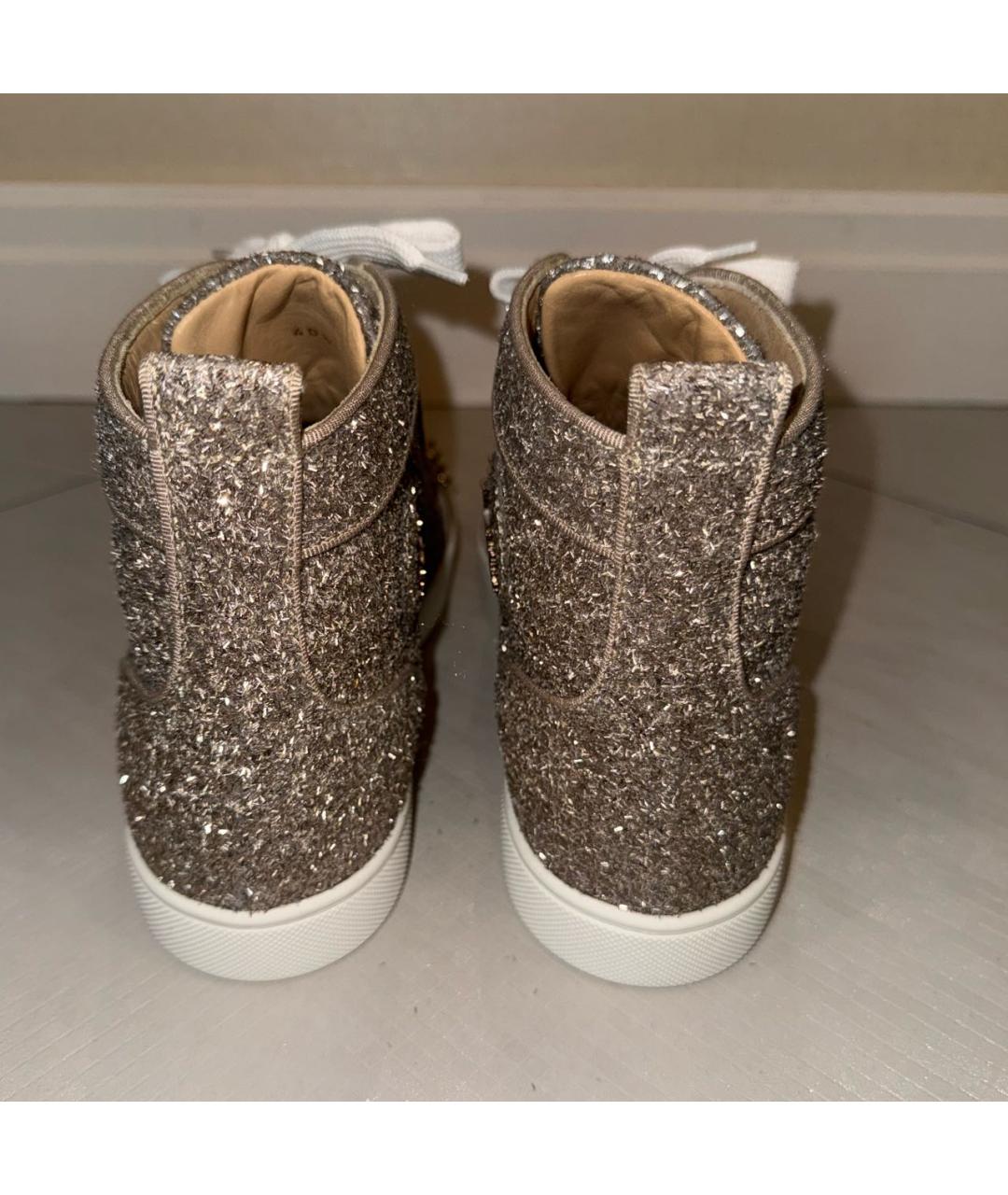 CHRISTIAN LOUBOUTIN Золотые текстильные кеды, фото 5