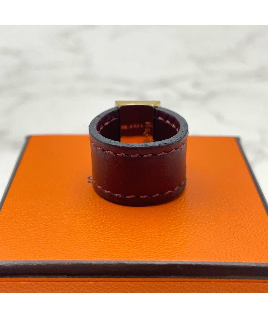 HERMES Бордовое кожаное кольцо, фото 6