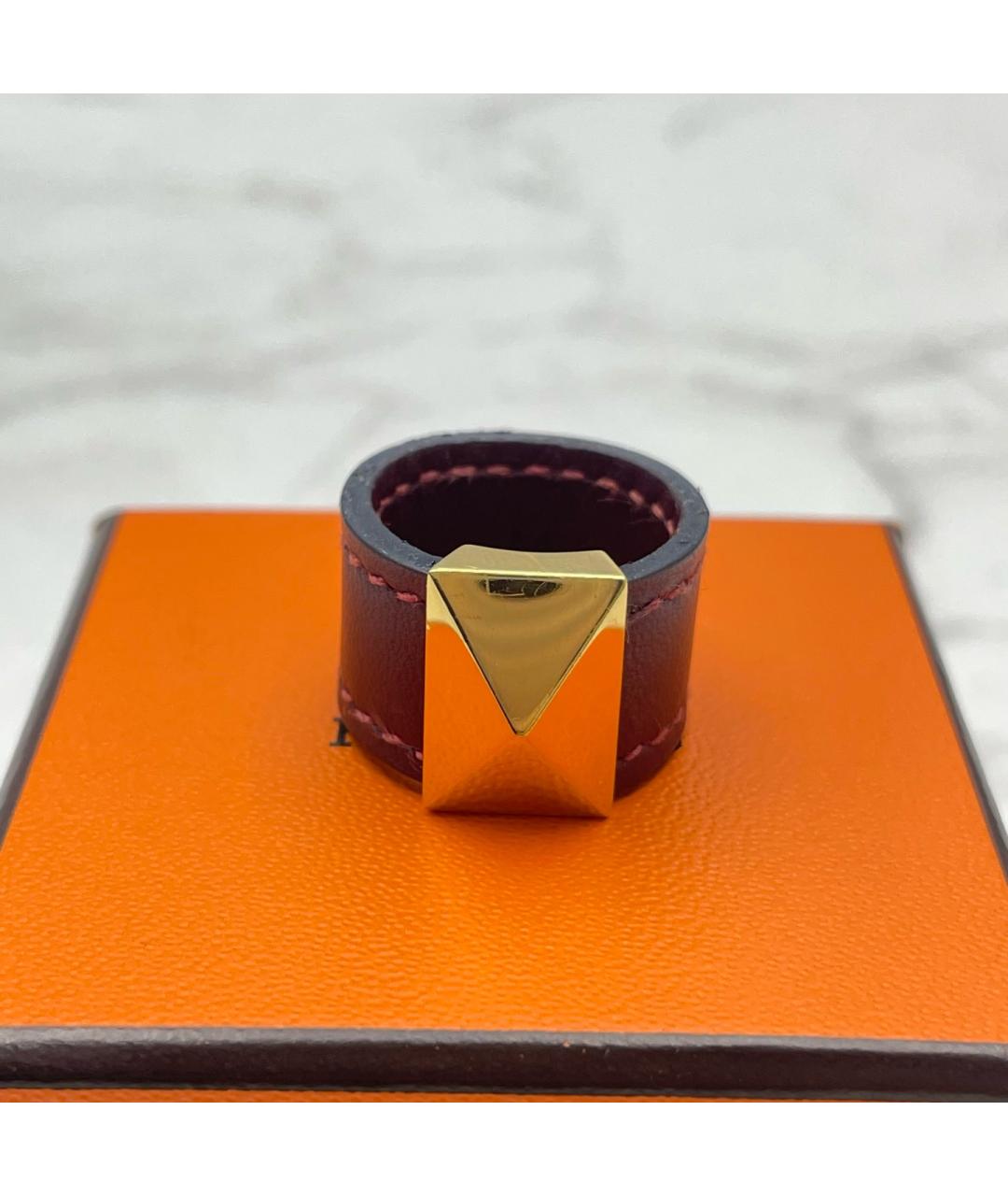 HERMES Бордовое кожаное кольцо, фото 10