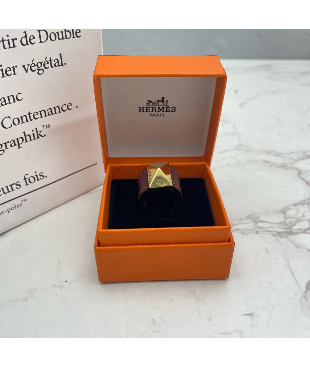 HERMES Бордовое кожаное кольцо, фото 2